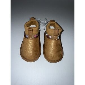 Pawz Baby Boots 4 Brown Sherpa Lined Heart Slip On Booties Toddler Snow Cold NEW